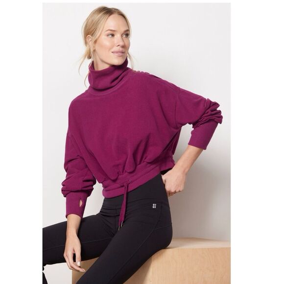 Sweaty Betty Melody Luxe Fleece Sweatshirt in Amaranth Pink 6 - Picture 14 of 14